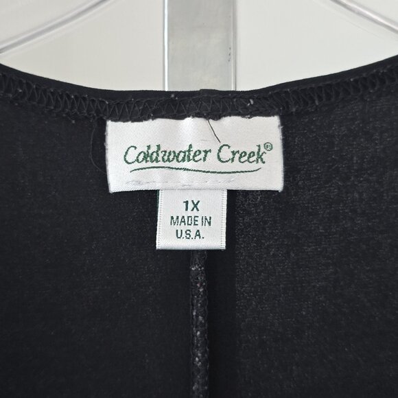 Coldwater Creek Layered Faux Wrap V-Neck 3/4 Top Black 1X - Picture 3 of 5